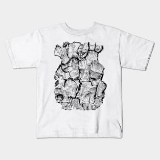 Abstract Shapes and Alien Faces in Black and White Kids T-Shirt